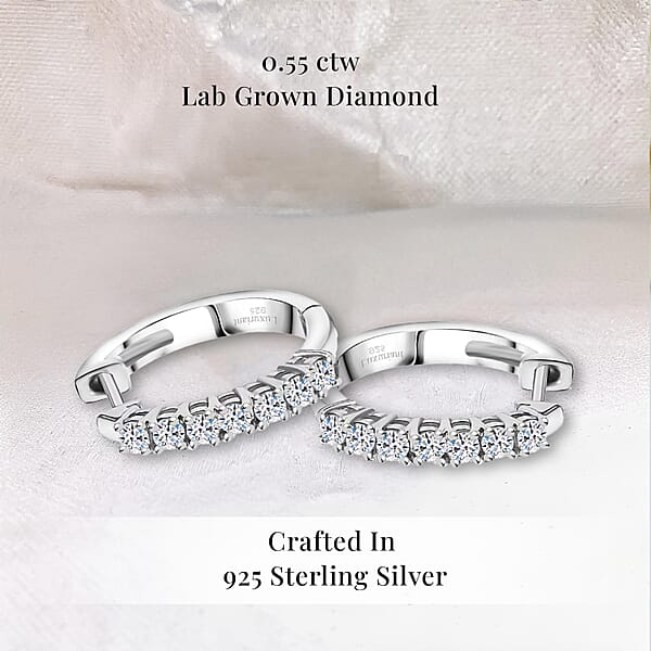 Shop Lc Luxuriant Lab Grown Diamond G-H I1 0.55 Ctw Hoop Earrings In Rhodium Over Sterling Silver (Del. In 12-15 Days)