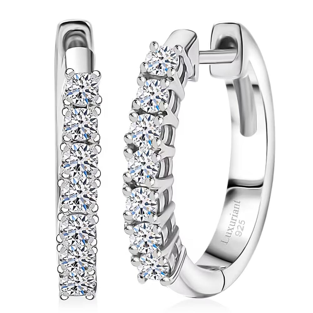 shop lc Luxuriant Lab Grown Diamond G-H I1 0.55 ctw Hoop Earrings in Rhodium Over Sterling Silver (Del. in 12-15 Days)