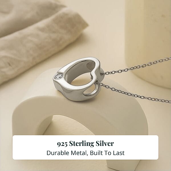 Shop Lc Luxuriant Lab Grown Diamond G-H SI 0.10 Ctw Heart Pendant Necklace In Rhodium Over Sterling Silver 20 Inches