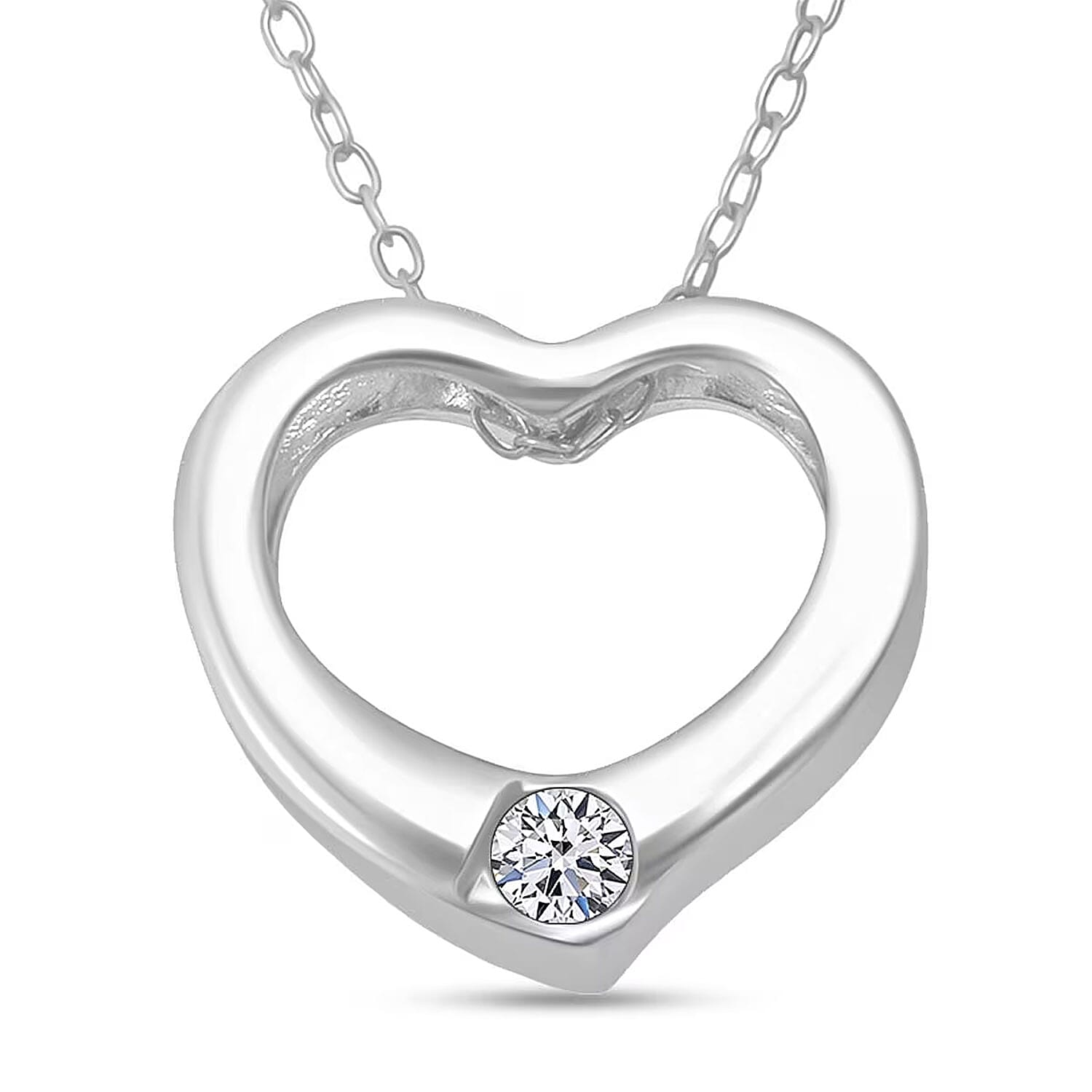 shop lc Luxuriant Lab Grown Diamond G-H SI 0.10 ctw Heart Pendant Necklace in Rhodium Over Sterling Silver 20 Inches