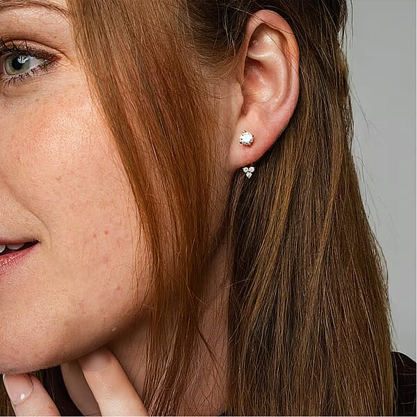 Shop Lc Luxuriant Lab Grown Diamond G-H SI 0.20 Ctw Earrings Jacket In Rhodium Over Sterling Silver