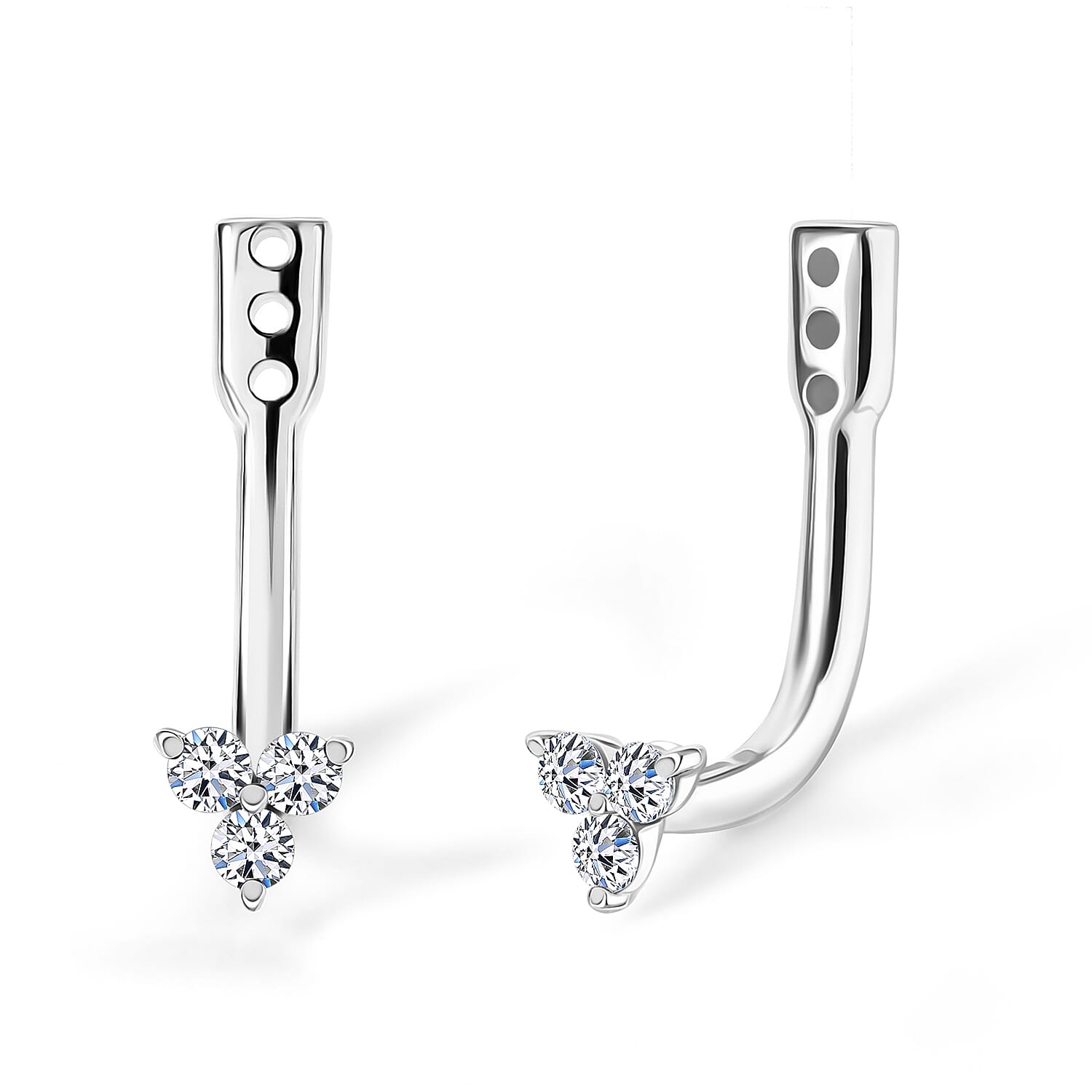 shop lc Luxuriant Lab Grown Diamond G-H SI 0.20 ctw Earrings Jacket in Rhodium Over Sterling Silver