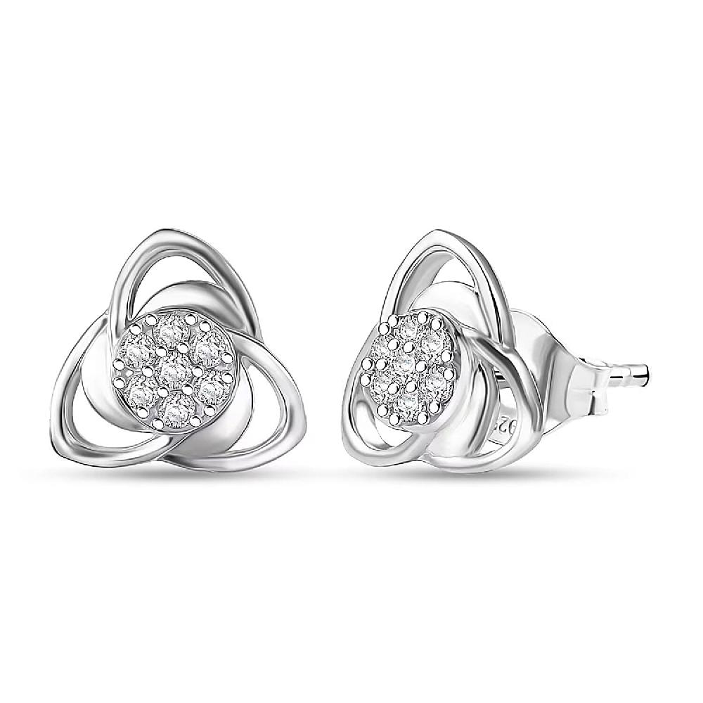 shop lc Luxuriant Lab Grown Diamond G-H SI 0.20 ctw Floral Stud Earrings in Rhodium Over Sterling Silver