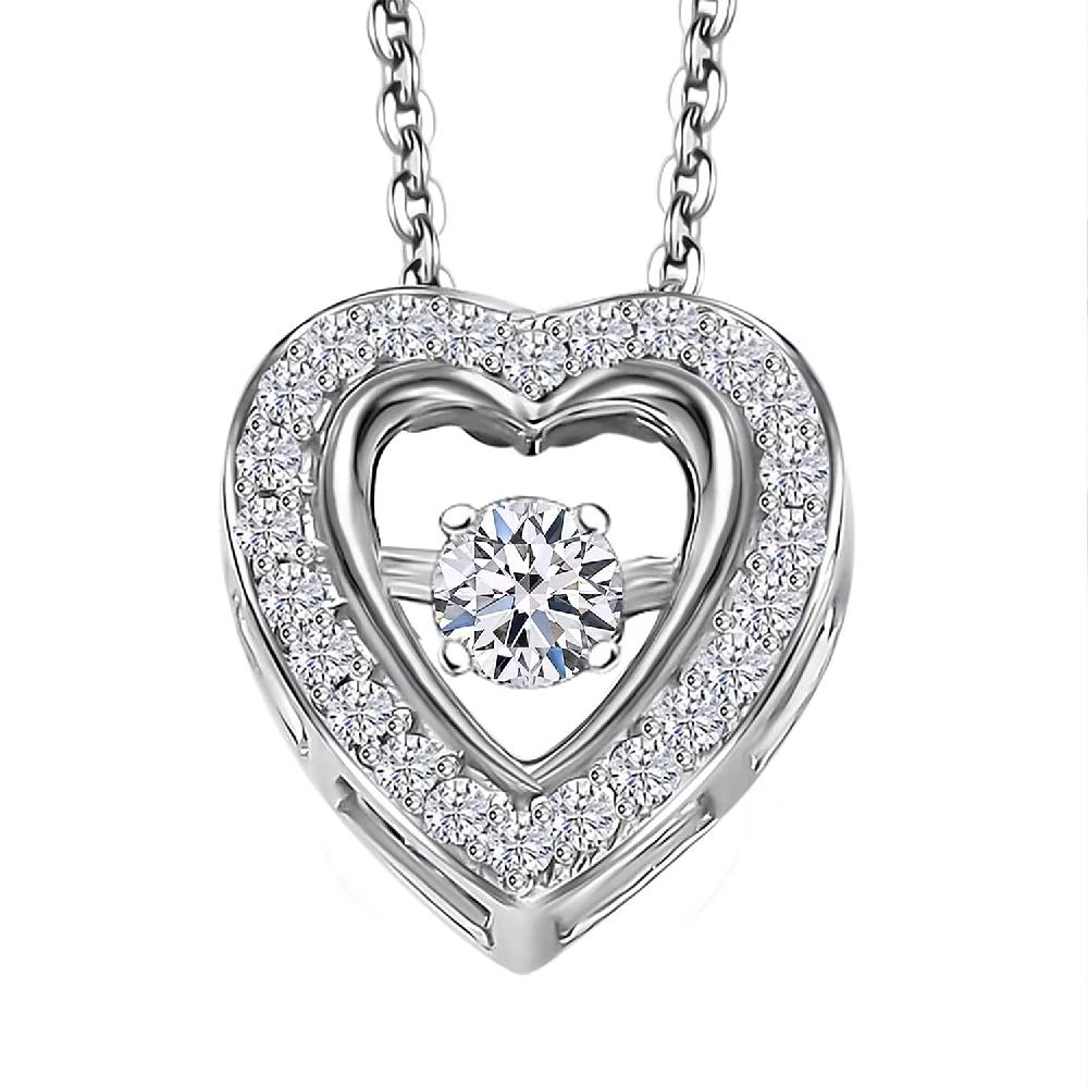 shop lc Luxuriant Lab Grown Diamond G-H SI 0.20 ctw Heart Dancing Pendant Necklace in Rhodium Over Sterling Silver 20 Inches