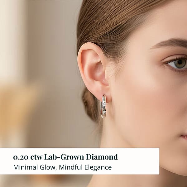 Shop Lc Luxuriant Lab Grown Diamond G-H SI 0.20 Ctw Hoop Earrings In Rhodium Over Sterling Silver