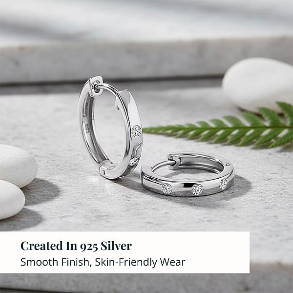 Shop Lc Luxuriant Lab Grown Diamond G-H SI 0.20 Ctw Hoop Earrings In Rhodium Over Sterling Silver