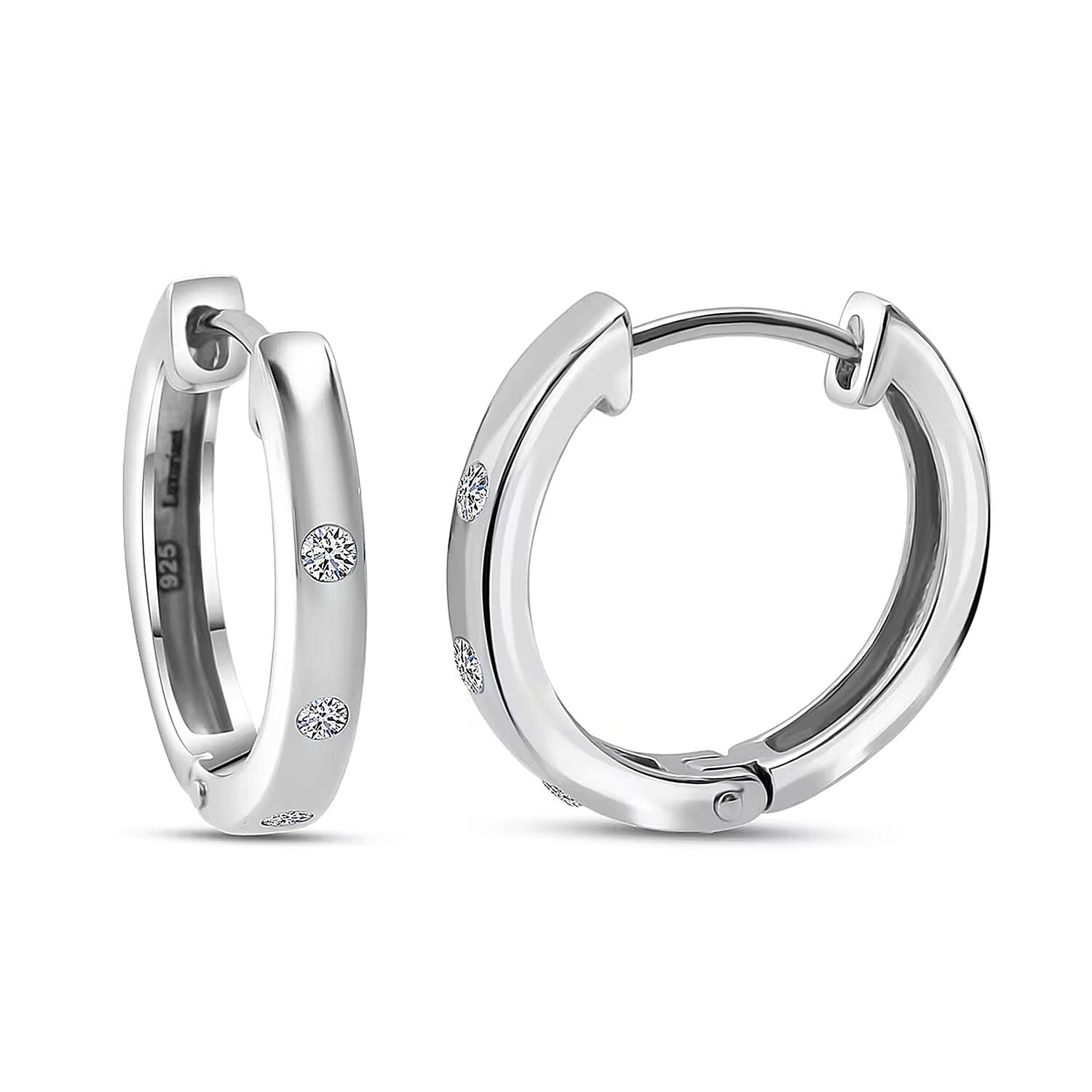 shop lc Luxuriant Lab Grown Diamond G-H SI 0.20 ctw Hoop Earrings in Rhodium Over Sterling Silver