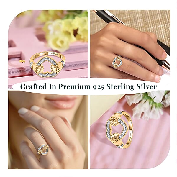 Shop Lc Luxuriant Lab Grown Diamond G-H SI 0.20 Ctw Ring In 18K Vermeil Yellow Gold Over Sterling Silver