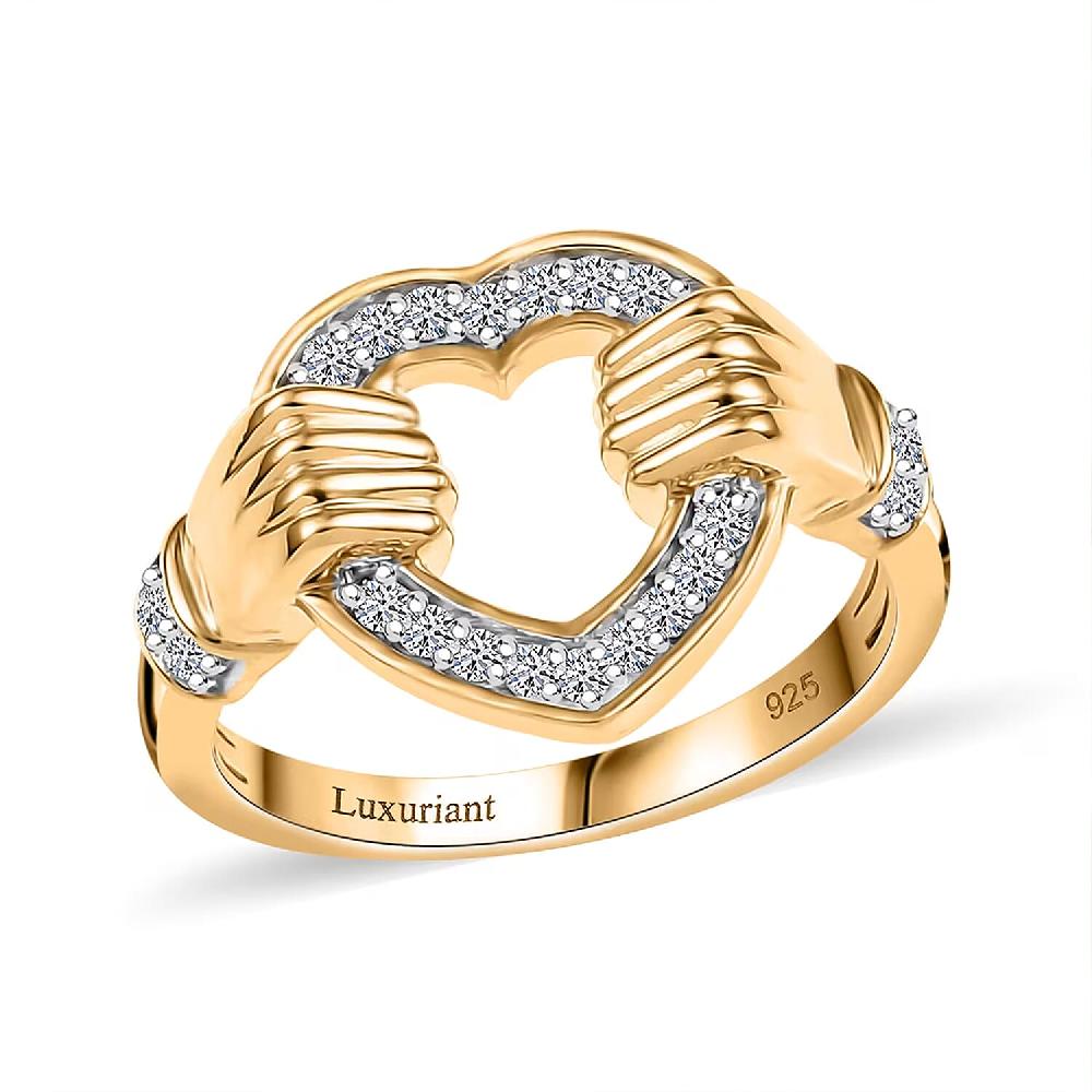 shop lc Luxuriant Lab Grown Diamond G-H SI 0.20 ctw Ring in 18K Vermeil Yellow Gold Over Sterling Silver