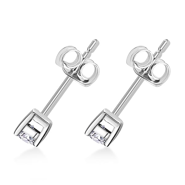 Shop Lc Luxuriant Lab Grown Diamond G-H SI 0.25 Ctw Earrings In Rhodium Over Sterling Silver