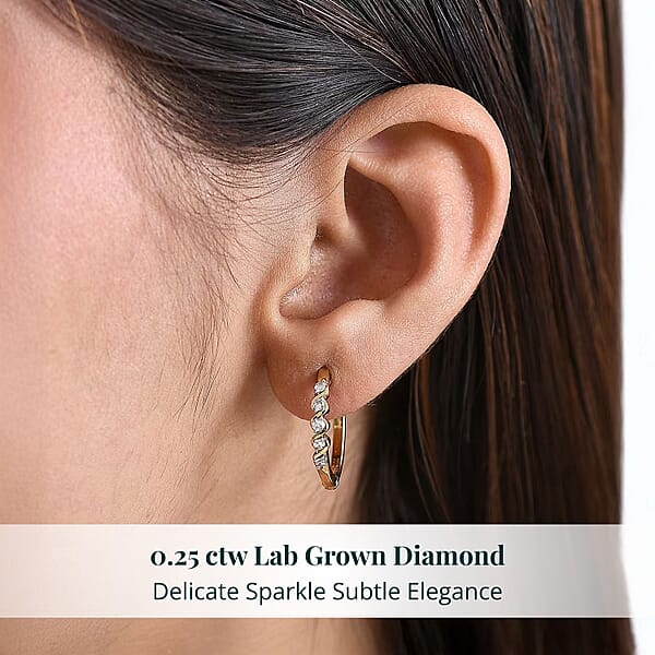Shop Lc Luxuriant Lab Grown Diamond G-H SI 0.25 Ctw Earrings In 18K Yellow Gold Plated Sterling Silver