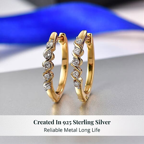 Shop Lc Luxuriant Lab Grown Diamond G-H SI 0.25 Ctw Earrings In 18K Yellow Gold Plated Sterling Silver