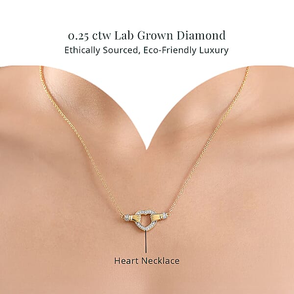Shop Lc Luxuriant Lab Grown Diamond G-H SI 0.25 Ctw Heart Necklace 18 Inches In 18K Vermeil Yellow Gold Over Sterling Silver