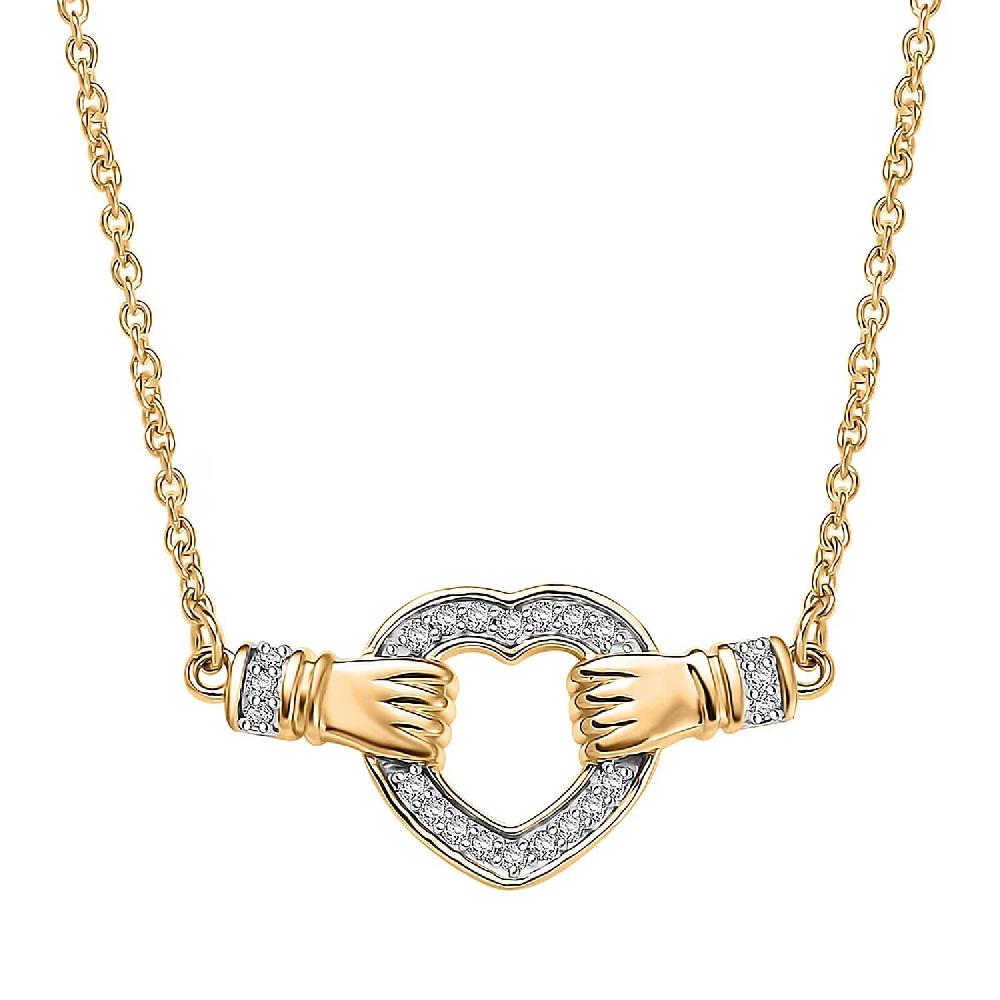 shop lc Luxuriant Lab Grown Diamond G-H SI 0.25 ctw Heart Necklace 18 Inches in 18K Vermeil Yellow Gold Over Sterling Silver