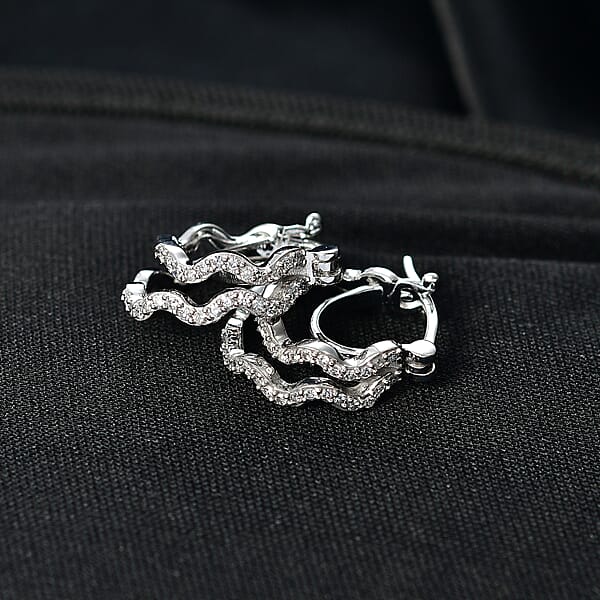 Shop Lc Luxuriant Lab Grown Diamond G-H SI 0.35 Ctw Earrings In Rhodium Over Sterling Silver