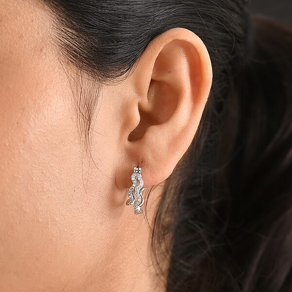 Shop Lc Luxuriant Lab Grown Diamond G-H SI 0.35 Ctw Earrings In Rhodium Over Sterling Silver