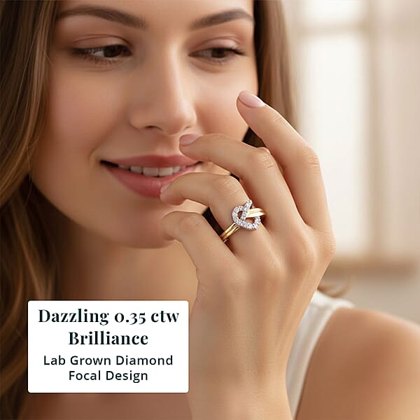 Shop Lc Luxuriant Lab Grown Diamond G-H SI 0.35 Ctw Infinity Heart Ring In 18K Vermeil YG And Rhodium Over Sterling Silver