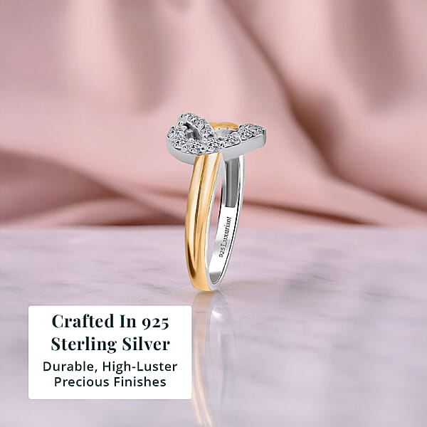 Shop Lc Luxuriant Lab Grown Diamond G-H SI 0.35 Ctw Infinity Heart Ring In 18K Vermeil YG And Rhodium Over Sterling Silver
