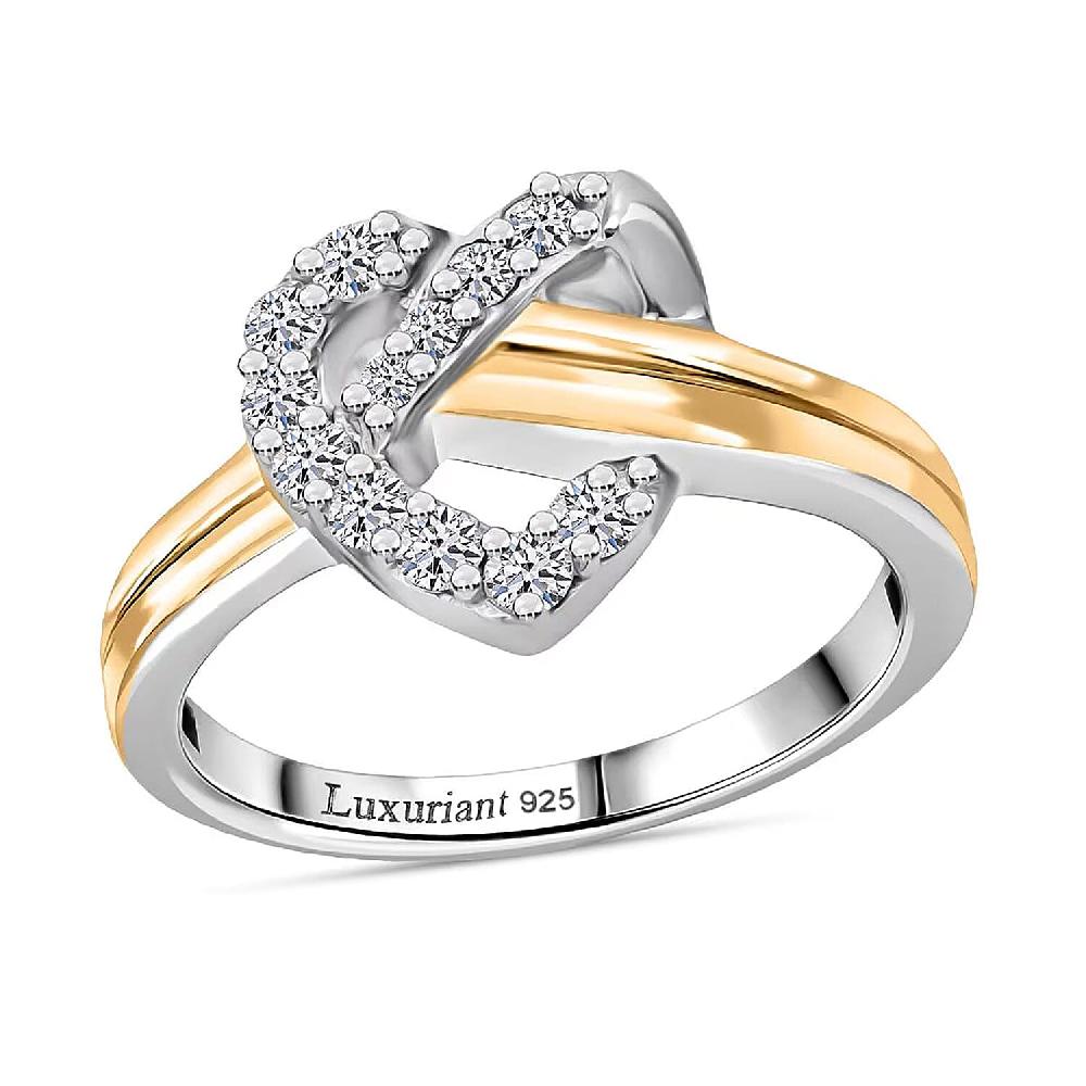 shop lc Luxuriant Lab Grown Diamond G-H SI 0.35 ctw Infinity Heart Ring in 18K Vermeil YG and Rhodium Over Sterling Silver