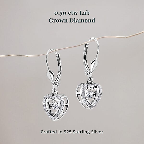 Shop Lc Luxuriant Lab Grown Diamond G-H SI 0.40 Ctw Earrings In Rhodium Over Sterling Silver
