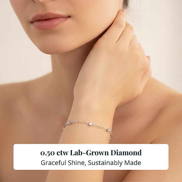 Shop Lc Luxuriant Lab Grown Diamond G-H SI 0.50 Ctw Bracelet In Rhodium Over Sterling Silver (6.50 In)