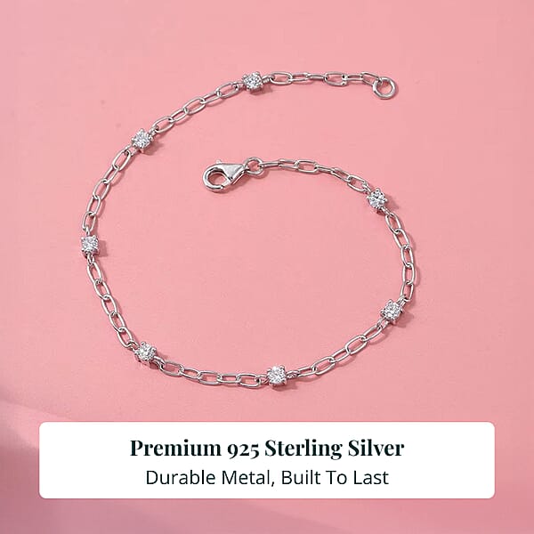 Shop Lc Luxuriant Lab Grown Diamond G-H SI 0.50 Ctw Bracelet In Rhodium Over Sterling Silver (6.50 In)