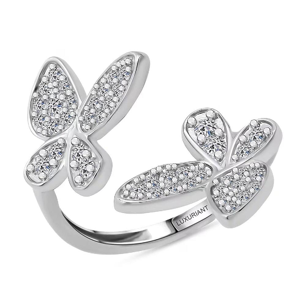 shop lc Luxuriant Lab Grown Diamond G-H SI 0.50 ctw Butterfly Ring in Rhodium Over Sterling Silver