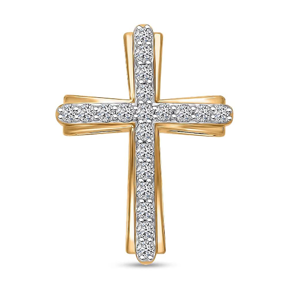 shop lc Luxuriant Lab Grown Diamond G-H SI 0.50 ctw Cross Pendant without Chain in Vermeil Yellow Gold Over Sterling Silver (Del. in 12-15 Days)
