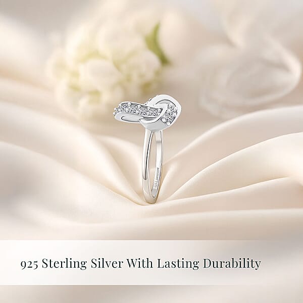 Shop Lc Luxuriant Lab Grown Diamond G-H SI 0.50 Ctw Knot Ring In Rhodium Over Sterling Silver