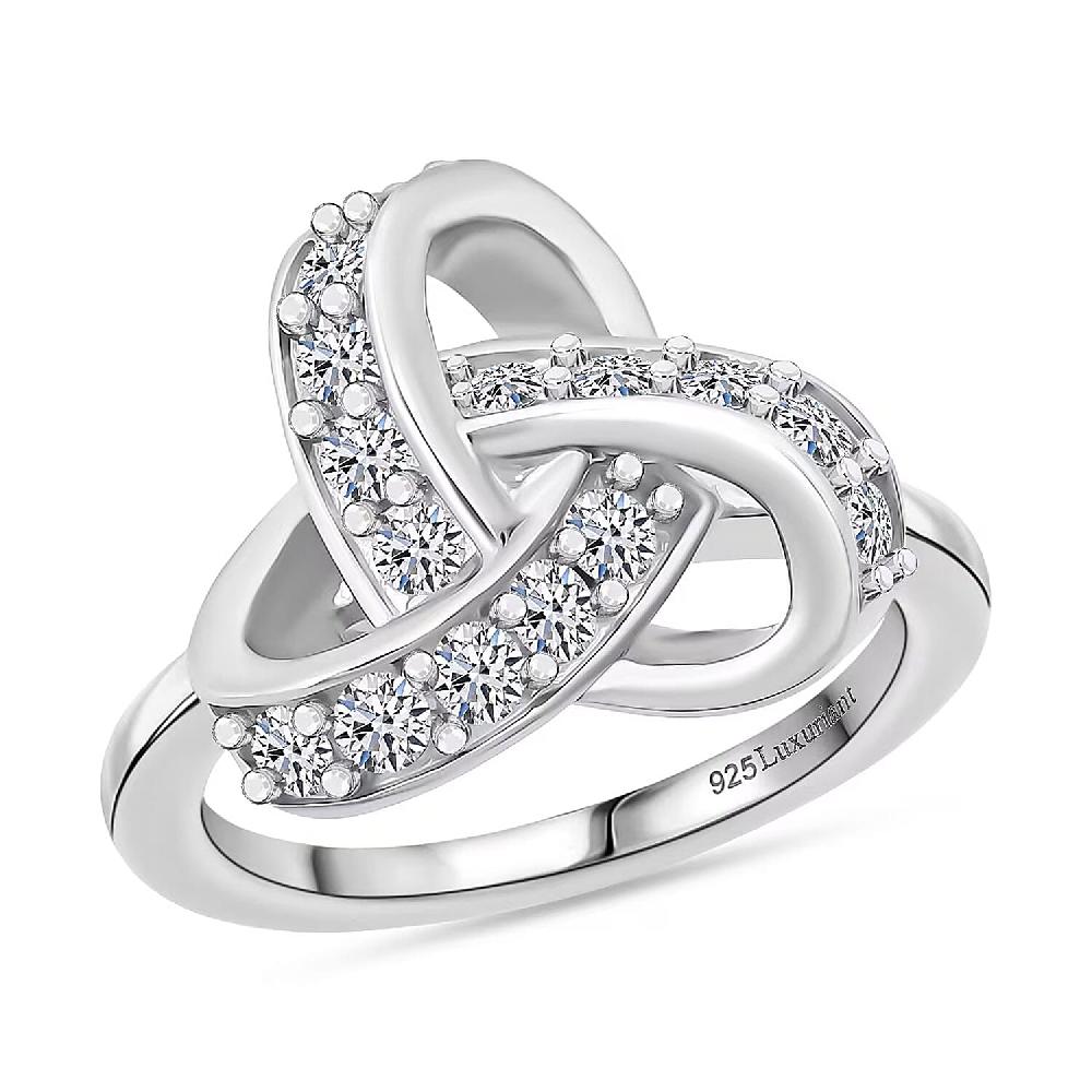 shop lc Luxuriant Lab Grown Diamond G-H SI 0.50 ctw Knot Ring in Rhodium Over Sterling Silver