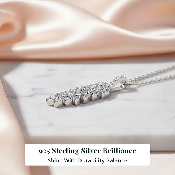 Shop Lc Luxuriant Lab Grown Diamond G-H SI 0.50 Ctw Whispering Leaves Pendant Necklace In Rhodium Over Sterling Silver 20 Inches