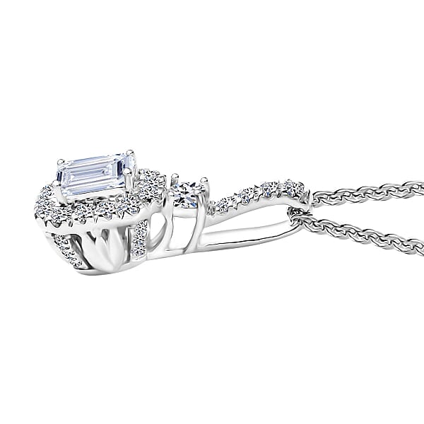 Shop Lc Luxuriant Lab Grown Diamond G-H SI 0.90 Ctw Classic Halo Pendant Necklace In Rhodium Over Sterling Silver 20 Inches