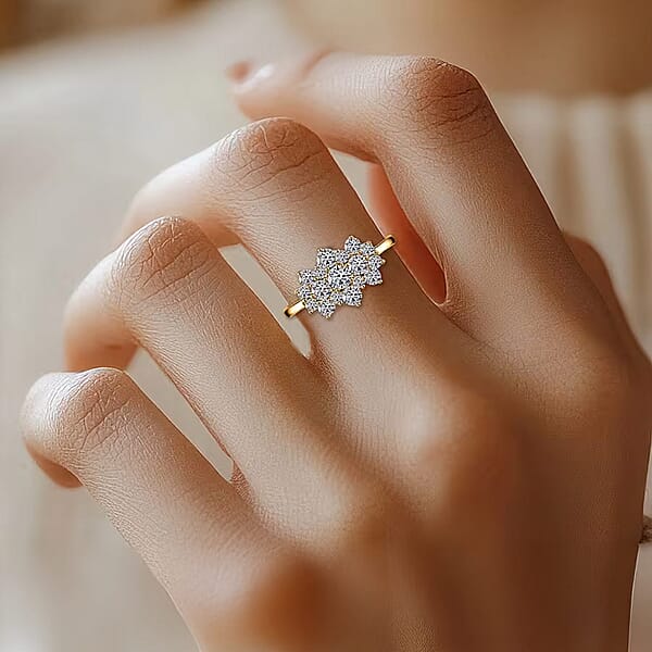 Shop Lc Luxuriant Lab Grown Diamond G-H SI 1.00 Ctw Boat Shaped Ring In 18K Vermeil Yellow Gold Over Sterling Silver (Del. In 8-10 Days)