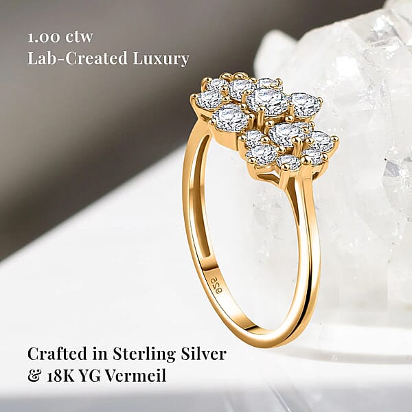 Shop Lc Luxuriant Lab Grown Diamond G-H SI 1.00 Ctw Boat Shaped Ring In 18K Vermeil Yellow Gold Over Sterling Silver (Del. In 8-10 Days)