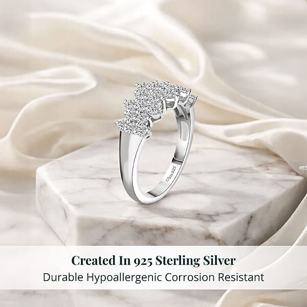 Shop Lc Luxuriant Lab Grown Diamond G-H SI 1.00 Ctw Cluster Ring In Rhodium Over Sterling Silver (Del. In 12-15 Days)