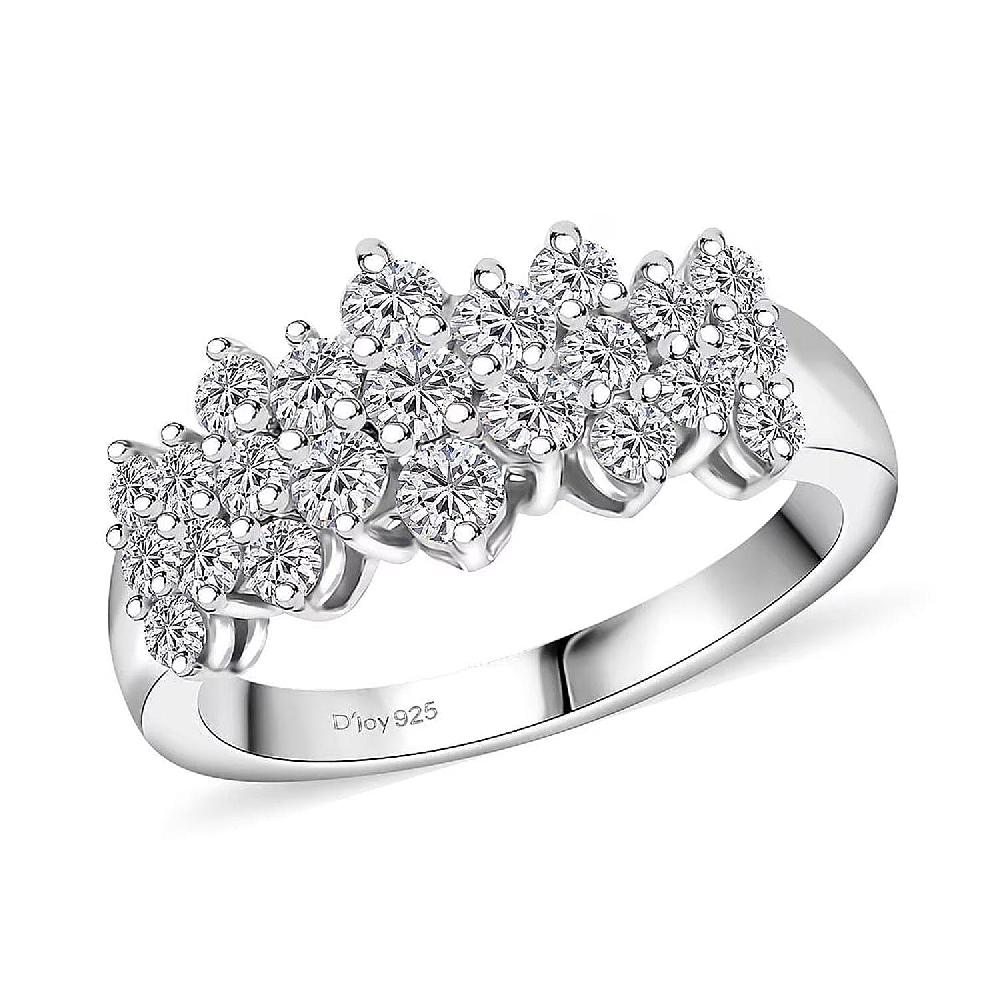 shop lc Luxuriant Lab Grown Diamond G-H SI 1.00 ctw Cluster Ring in Rhodium Over Sterling Silver (Del. in 12-15 Days)