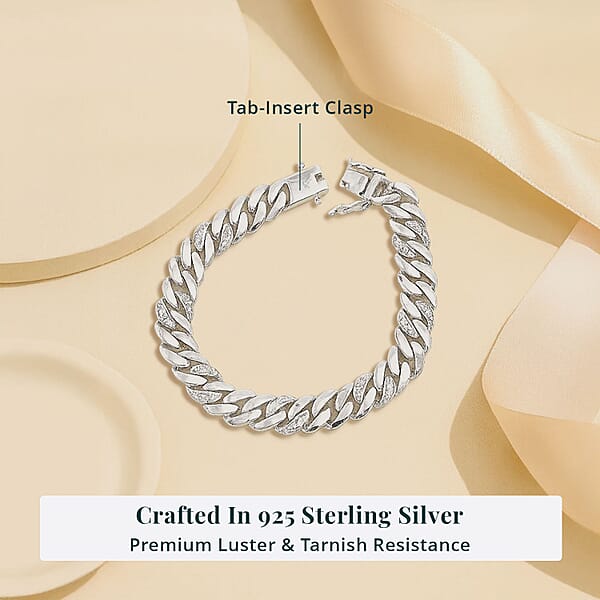Shop Lc Luxuriant Lab Grown Diamond G-H SI 1.00 Ctw Cuban Link Chain Bracelet In Rhodium Over Sterling Silver (6.50 In)