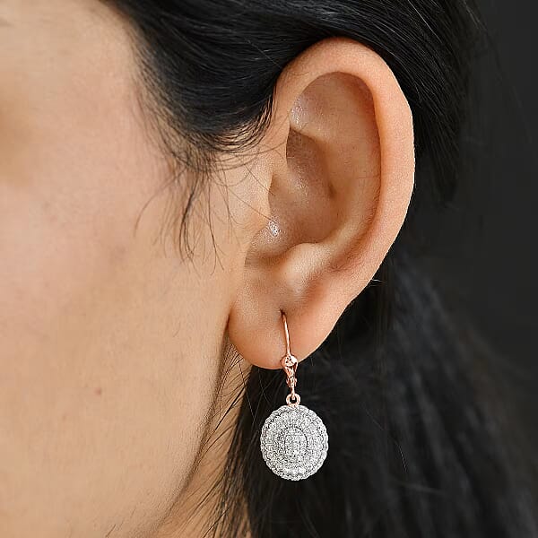 Shop Lc Luxuriant Lab Grown Diamond G-H SI 1.00 Ctw Earrings In 18K Vermeil Rose Gold Over Sterling Silver