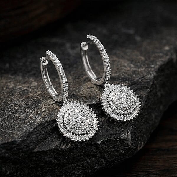 Shop Lc Luxuriant Lab Grown Diamond G-H SI 1.00 Ctw Earrings In Rhodium Over Sterling Silver