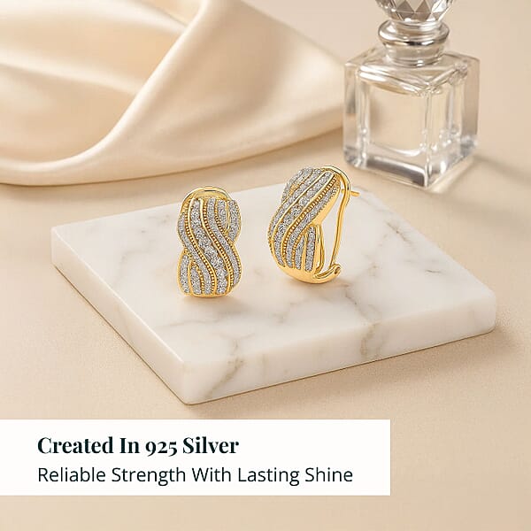 Shop Lc Luxuriant Lab Grown Diamond G-H SI 1.00 Ctw Earrings In 18K Vermeil Yellow Gold Over Sterling Silver