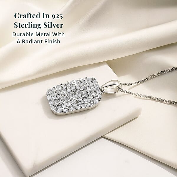 Shop Lc Luxuriant Lab Grown Diamond G-H SI 1.00 Ctw Firecracker Pendant Necklace In Rhodium Over Sterling Silver 20 Inches (Del. In 12-15 Days)