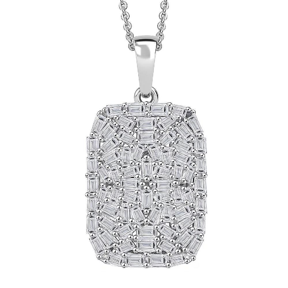 shop lc Luxuriant Lab Grown Diamond G-H SI 1.00 ctw Firecracker Pendant Necklace in Rhodium Over Sterling Silver 20 Inches (Del. in 12-15 Days)