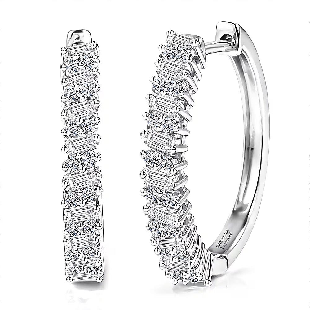 shop lc Luxuriant Lab Grown Diamond G-H SI 1.00 ctw Matrix Line Earrings in Rhodium Over Sterling Silver