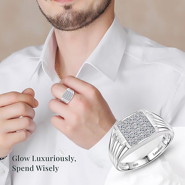 Shop Lc Luxuriant Lab Grown Diamond G-H SI 1.00 Ctw Men's Ring In Platinum Over Sterling Silver (Del. In 12-15 Days)