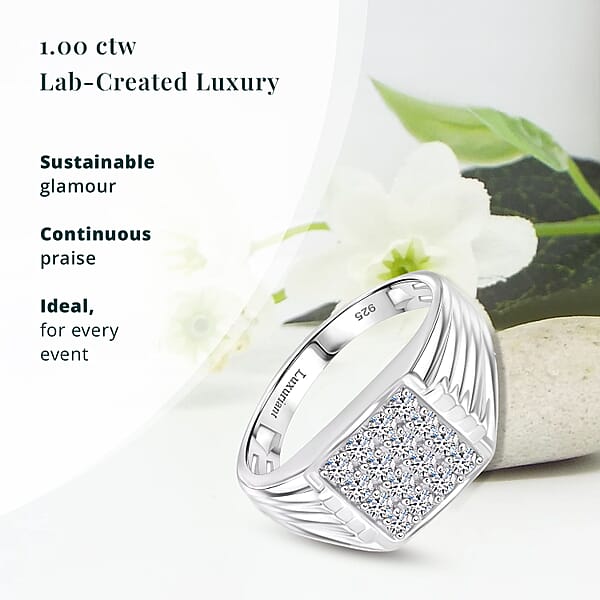 Shop Lc Luxuriant Lab Grown Diamond G-H SI 1.00 Ctw Men's Ring In Platinum Over Sterling Silver (Del. In 12-15 Days)