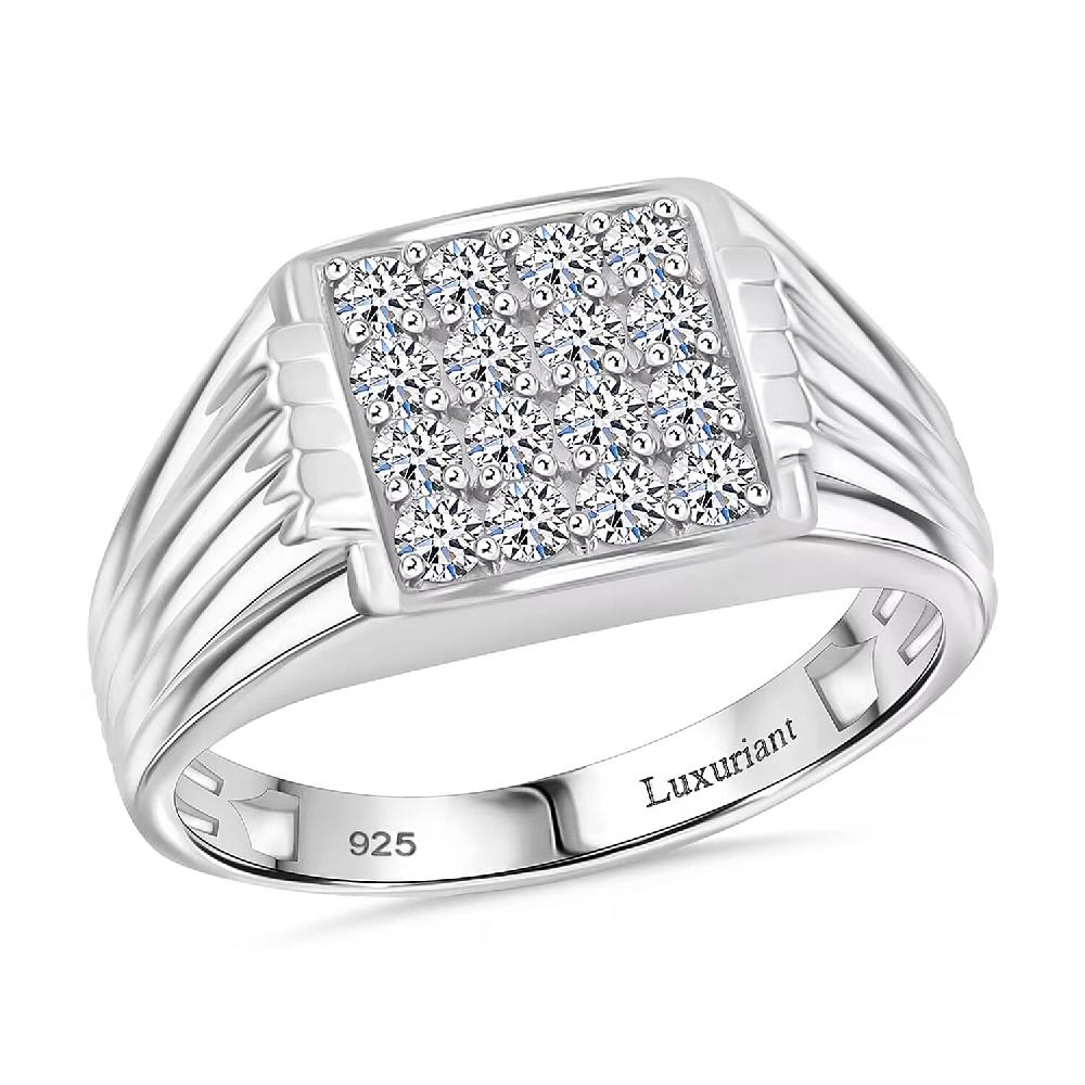 shop lc Luxuriant Lab Grown Diamond G-H SI 1.00 ctw Men's Ring in Platinum Over Sterling Silver (Del. in 12-15 Days)