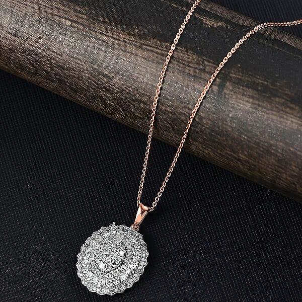 Shop Lc Luxuriant Lab Grown Diamond G-H SI 1.00 Ctw Pendant Necklace In 18K Vermeil Rose Gold Over Sterling Silver 20 Inches