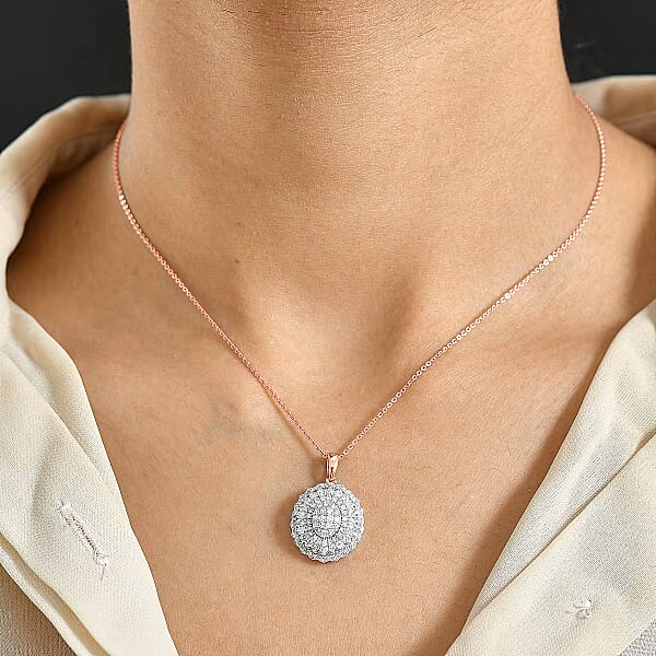 Shop Lc Luxuriant Lab Grown Diamond G-H SI 1.00 Ctw Pendant Necklace In 18K Vermeil Rose Gold Over Sterling Silver 20 Inches