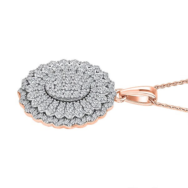 Shop Lc Luxuriant Lab Grown Diamond G-H SI 1.00 Ctw Pendant Necklace In 18K Vermeil Rose Gold Over Sterling Silver 20 Inches