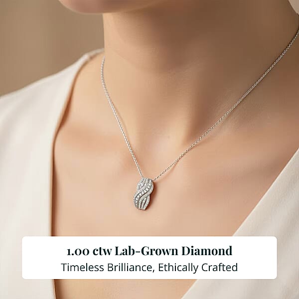 Shop Lc Luxuriant Lab Grown Diamond G-H SI 1.00 Ctw Pendant Necklace In Rhodium Over Sterling Silver 20 Inches